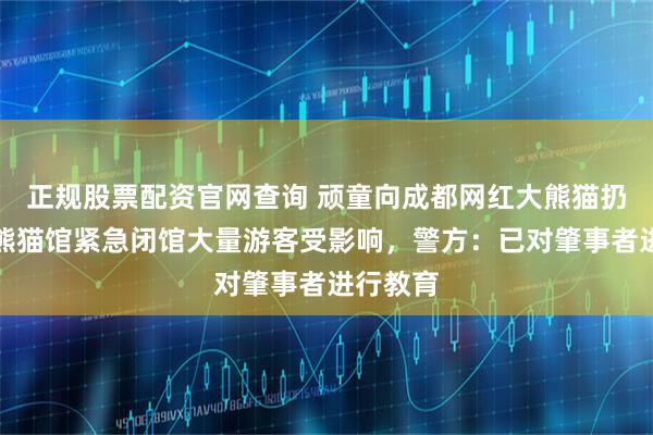 正规股票配资官网查询 顽童向成都网红大熊猫扔螺帽，熊猫馆紧急闭馆大量游客受影响，警方：已对肇事者进行教育